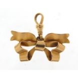 15ct gold bow brooch pendant, 3.5cm wide, 5.2g