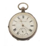 Kendal & Dent, gentlemen's silver open face pocket watch, the movement numbered 33652, the case
