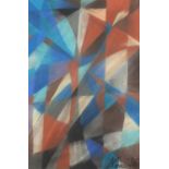 Abstract composition, geometric shapes, pastel, bearing a signature Nora, mounted, framed and