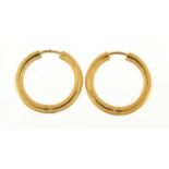 Pair of 9ct gold hinged hoop earrings, 1.7cm in diameter, 1.8g