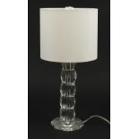 Contemporary glass table lamp with shade, 41cm high