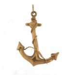 9ct gold anchor pendant, 4cm high, 1.7g