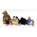 Vintage toys and dolls including a Norah Wellings sailor, golden teddy bear and hand puppets, the