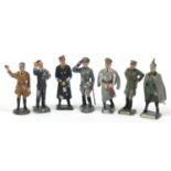 Seven German military interest hand painted lead soldiers, each approximately 8cm high