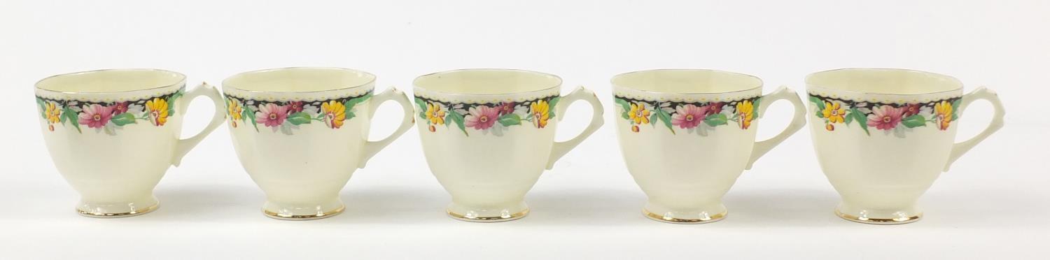 Tuscan teaware decorated with flowers including trios, each cup 7cm high - Image 12 of 25