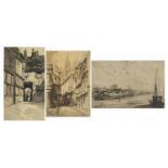Three 19th century black and white etchings including one by Dorothy Sweet titled Mermaid Passage,