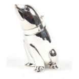 Art Deco design silver plated cocktail shaker in the form of a polar bear, 26.5cm high