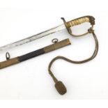 German military interest naval sword by WKC with scabbard and portepee, 93cm in length