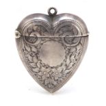 Joseph Gloster, Victorian silver vesta in the form of a love heart with hinged lid, engraved with