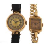 Two ladies 9ct gold wristwatches including an Arnex