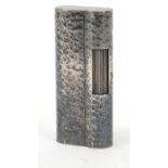 Dunhill silver plated bark design pocket lighter, 6.5cm high