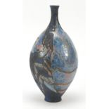 Studio pottery vase enamelled with a stylised lobster, indistinct impressed marks, 27cm high
