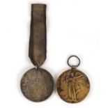 British military World War I Victory medal and an 1855 Turkish Crimean medal, the Victory medal