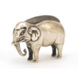 M Bros, Edward VII silver elephant pin cushion, Birmingham 1905, 5.5cm in length, 54.0g