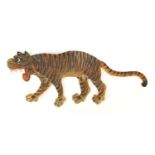 19th century Chinese vellum tiger shadow puppet, 45cm in length