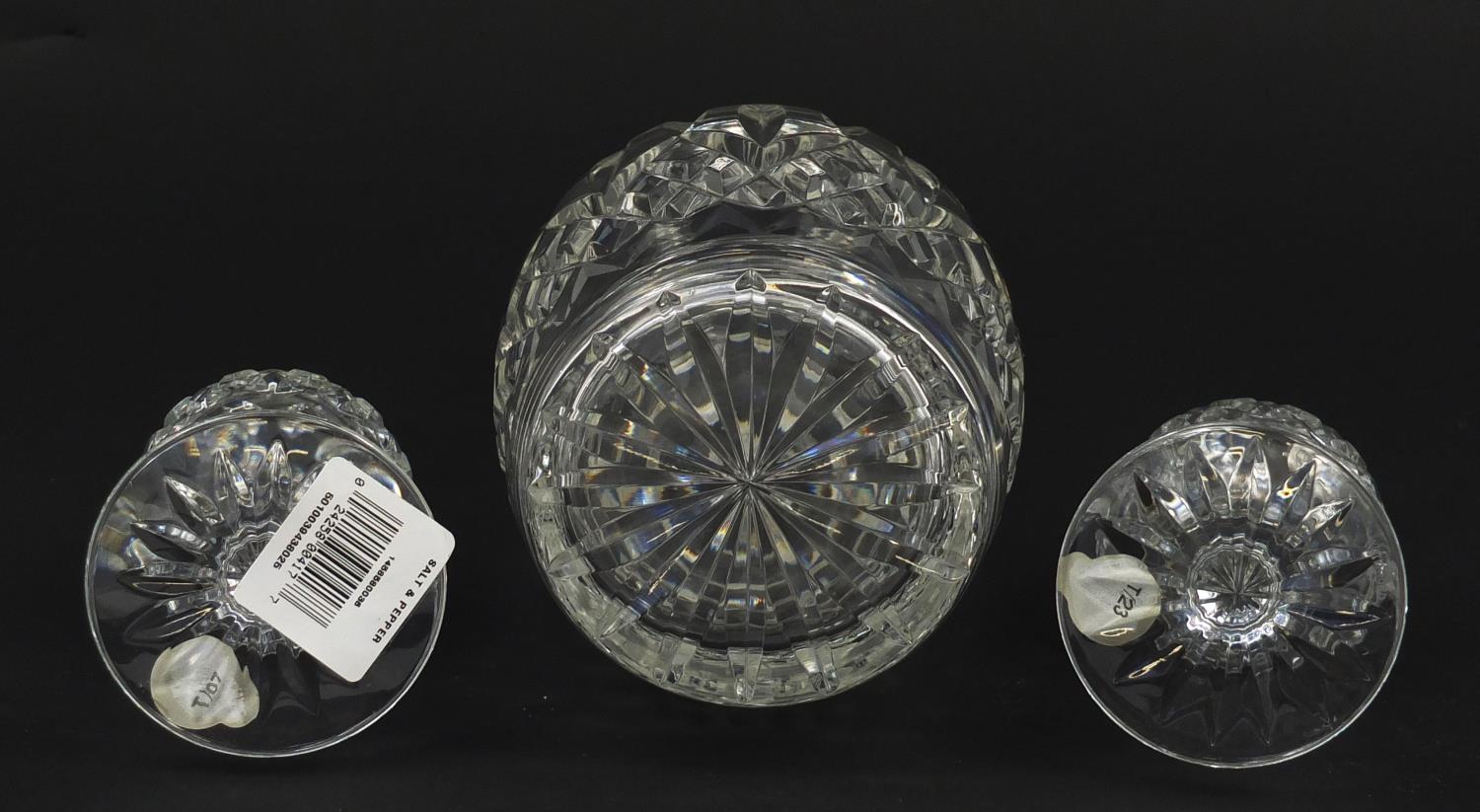 Waterford Crystal comprising a Lismore pattern decanter and salt and pepper sifters with box, the - Image 7 of 9