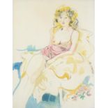 H Gobin 1991 - Scantily dressed female, mixed media, mounted, framed and glazed, 57.5cm x 43cm