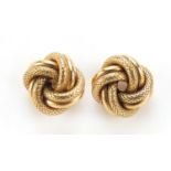 Pair of 9ct gold knot design stud earrings, 1.1cm in diameter, 1.9g
