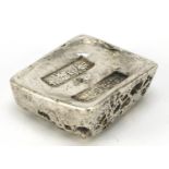 Chinese silver coloured metal ingot, 5cm wide