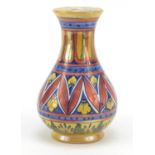 Italian Maiolica lustre vase hand painted with stylised flowers, inscribed Gualdo T Italy to the