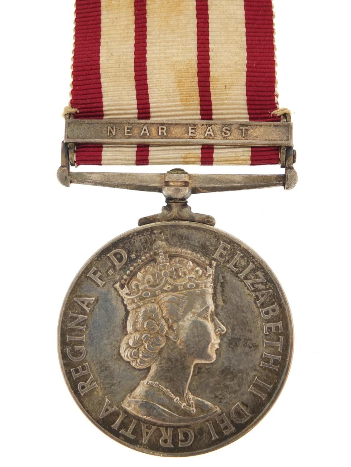 British military Elizabeth II Naval General Service medal with Near East bar awarded to C/M,952947.