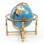 Large table specimen globe with compass design under tier, 46cm high