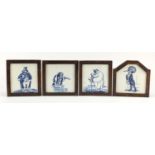 Brown, Westhead, Moore & Co, set of four 19th century political caricature tiles housed in a stained