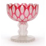 19th century Bohemian overlaid pedestal glass bowl, 15cm high