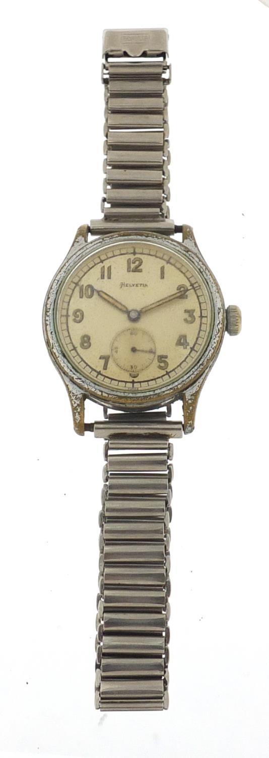 Helvetia, vintage gentlemen's manual wristwatch with military dial, 33.5mm in diameter - Image 2 of 6