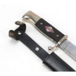 German military interest Hitler Youth dagger with scabbard, 28cm in length