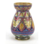Italian Maiolica lustre vase hand painted with stylised flowers, 13cm high