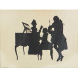 C R Coveney - Musician playing the piano, 19th century silhouette watercolour, framed and glazed,