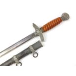 German military interest Luftwaffe 2nd pattern de-Nazified dagger with scabbard, 44cm in length