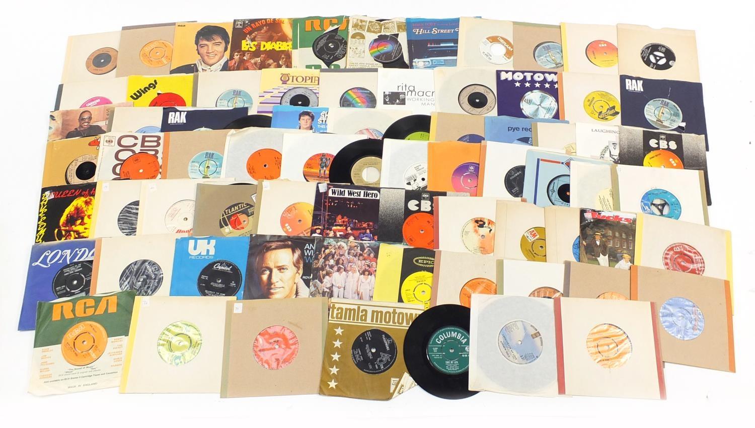 45 rpm records including Stevie Wonder and The Kinks