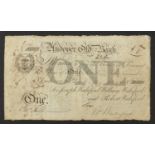 19th century Andover Old Bank one pound note, no 10892, dated 1823