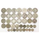 British pre 1947 coinage including half crowns, 349g