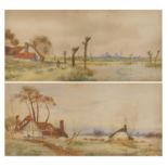 James Dawson Stewart - Lincolnshire, pair of 19th century watercolours, mounted, framed and
