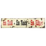 German military interest enamel road sign, 90cm x 20cm