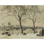 London Bridge from the Custom's House, monochrome watercolour, bearing a signature W M F...,