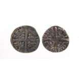Two Edward I or II hammered pennies