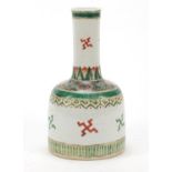 Chinese porcelain mallet vase hand painted in the famille verte palette with flowers, six figure
