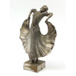 Large silvered bronzed study of an Art Deco dancer, 49cm high