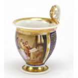 19th century Continental porcelain cup in the style of Vienna, finely hand painted with a panel of