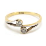 18ct gold diamond crossover ring, size M, 1.9g