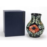Rachel Bishop for Moorcroft, large baluster pottery vase hand painted in the Poppy pattern, with