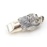 Novelty sterling silver dog's head whistle, 4.5cm in length, 19.5g