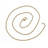 9ct gold rope twist necklace, 40cm in length, 2.7g