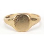 9ct gold signet ring, size P, 2.7g