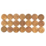 Twenty George VI 1947/48 pennies