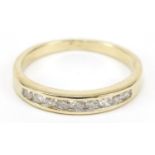 9ct gold diamond half eternity ring, size O, 2.3g